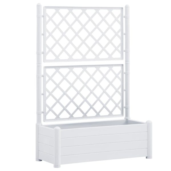 Garden Planter with Trellis PP – 100x43x142 cm, White