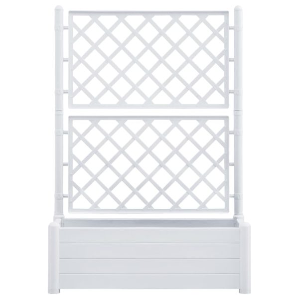 Garden Planter with Trellis PP – 100x43x142 cm, White