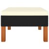 Footstool Poly Rattan and Solid Eucalyptus Wood – Black