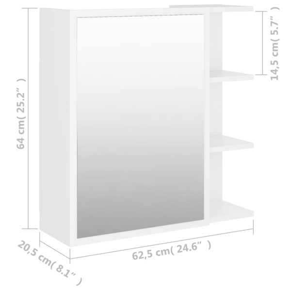 Bathroom Mirror Cabinet 62.5×20.5×64 cm Engineered Wood – White