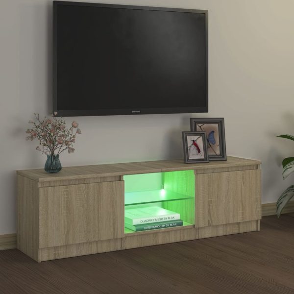 Blackfoot TV Cabinet with LED Lights – 120x30x35.5 cm, Sonoma oak