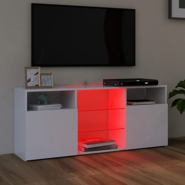 Penzance TV Cabinet with LED Lights 120x30x50 cm – White