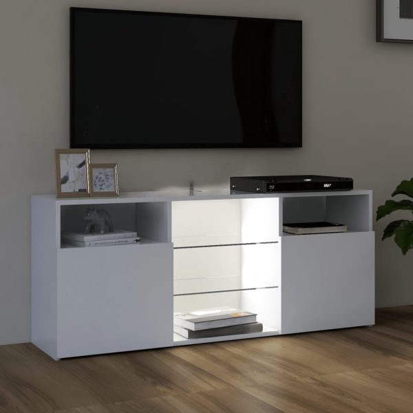 Penzance TV Cabinet with LED Lights 120x30x50 cm – White