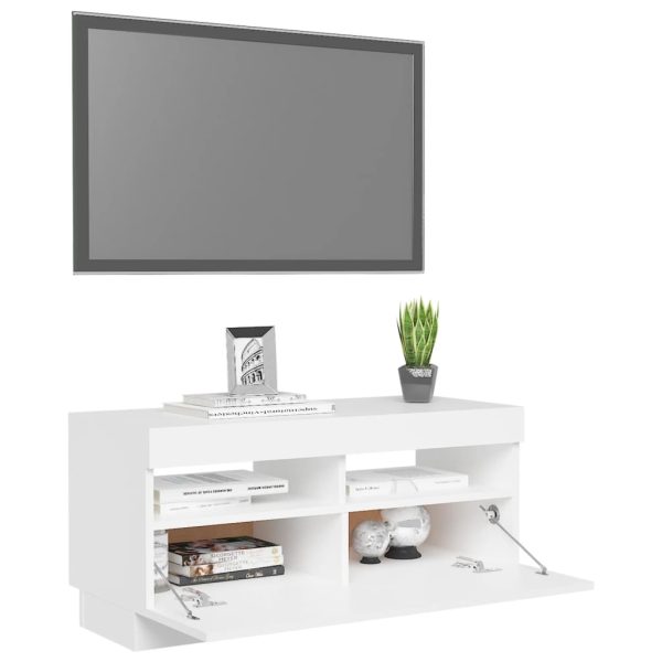 Hounslow TV Cabinet with LED Lights – 80x35x40 cm, White