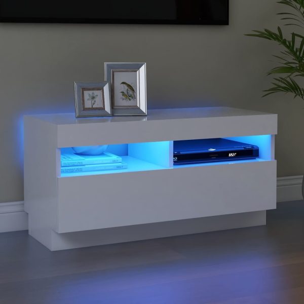 Hounslow TV Cabinet with LED Lights – 80x35x40 cm, White