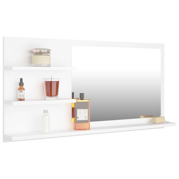 Bathroom Mirror 90×10.5×45 cm Engineered Wood – White