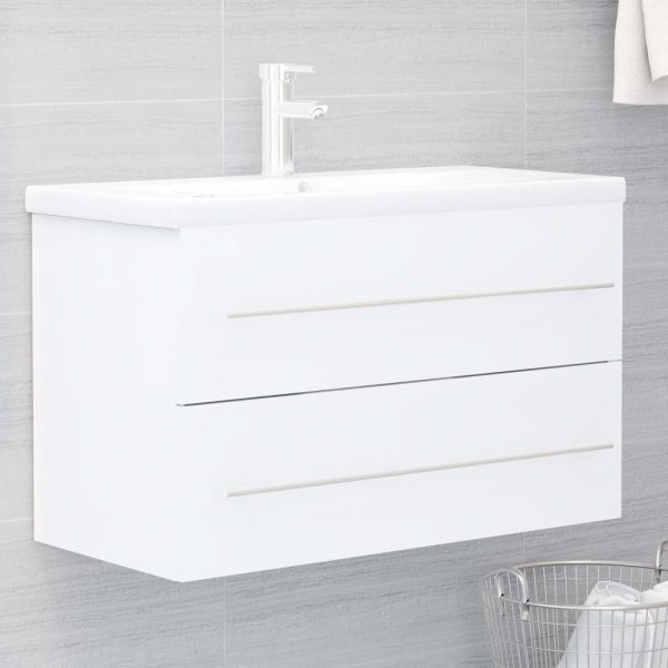 2 Piece Bathroom Furniture Set Engineered Wood – White