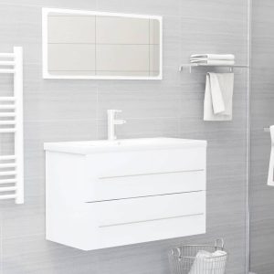 2 Piece Bathroom Furniture Set Engineered Wood