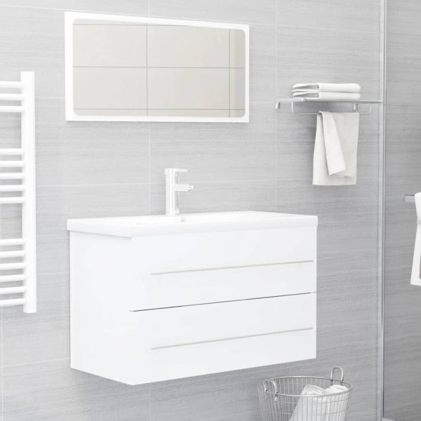 2 Piece Bathroom Furniture Set Engineered Wood – White