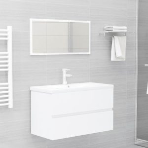 2 Piece Bathroom Furniture Set Engineered Wood