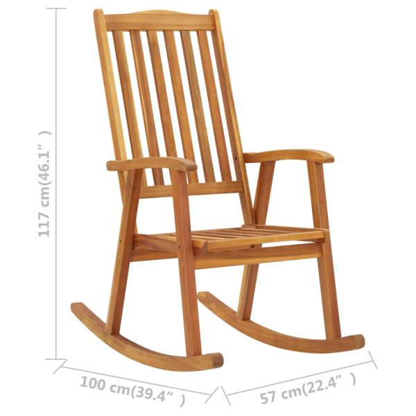 Rocking Chair with Cushions Solid Acacia Wood – Anthracite