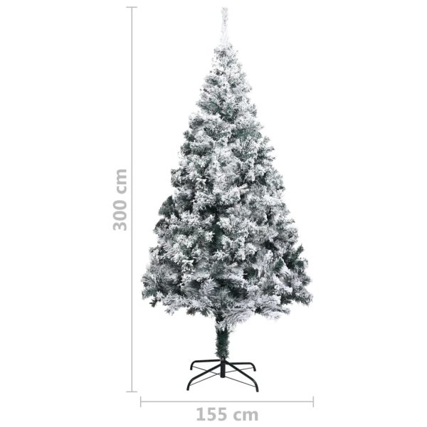 Artificial Christmas Tree with Flocked Snow Green PVC – 300×155 cm