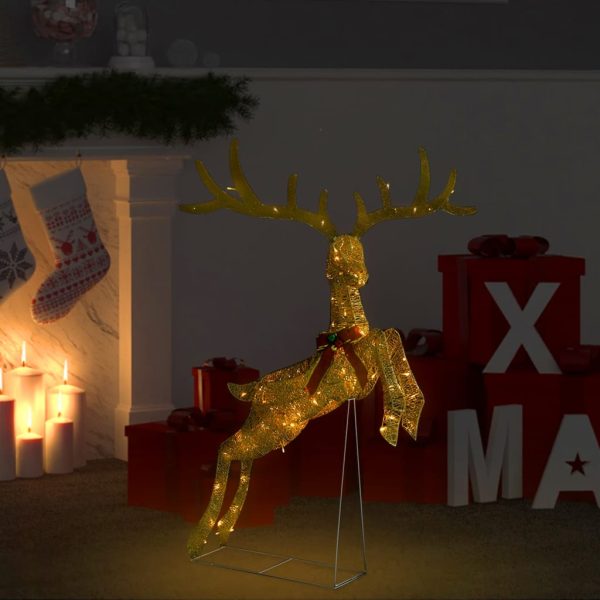 Flying Reindeer Christmas Decoration 120 LEDs – Gold