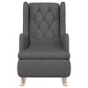 Armchair with Solid Rubber Wood Rocking Legs Fabric – Dark Grey, Without Footrest