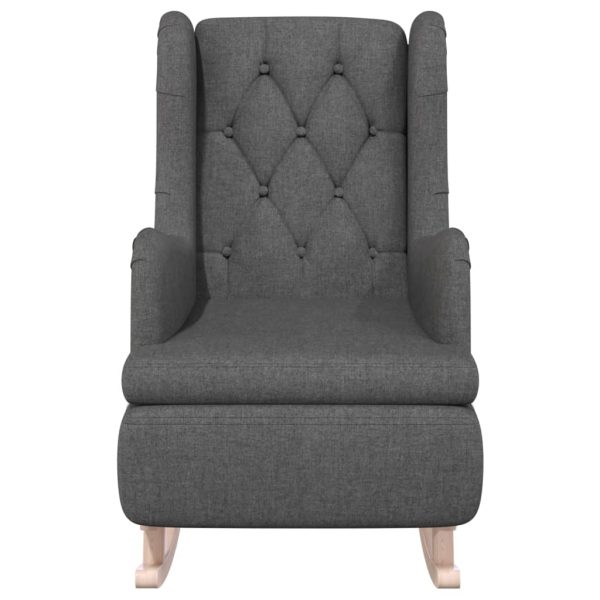 Armchair with Solid Rubber Wood Rocking Legs Fabric – Dark Grey, Without Footrest