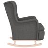 Armchair with Solid Rubber Wood Rocking Legs Fabric – Dark Grey, Without Footrest