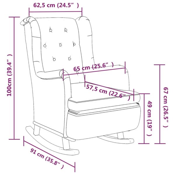 Armchair with Solid Rubber Wood Rocking Legs Fabric – Dark Grey, Without Footrest