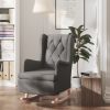 Armchair with Solid Rubber Wood Rocking Legs Fabric – Dark Grey, Without Footrest