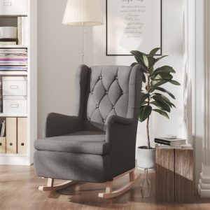 Armchair with Solid Rubber Wood Rocking Legs Fabric