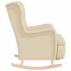 Armchair with Solid Rubber Wood Rocking Legs Fabric – Cream, Without Footrest