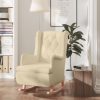 Armchair with Solid Rubber Wood Rocking Legs Fabric – Cream, Without Footrest