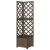 Corner Trellis Planter Grey 40x40x150 cm Solid Fir Wood