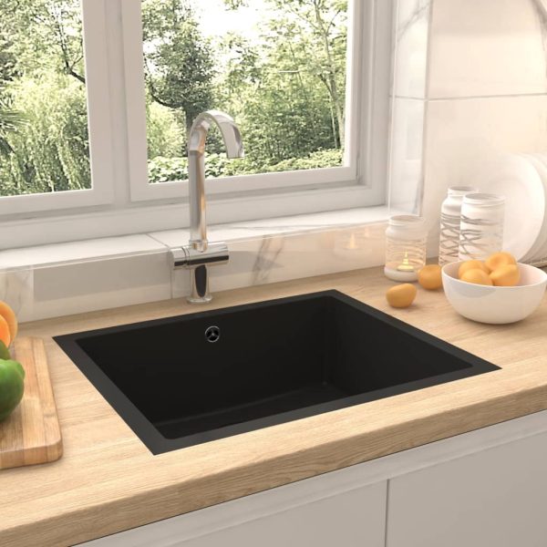 Kitchen Sink with Overflow Hole Granite – Black