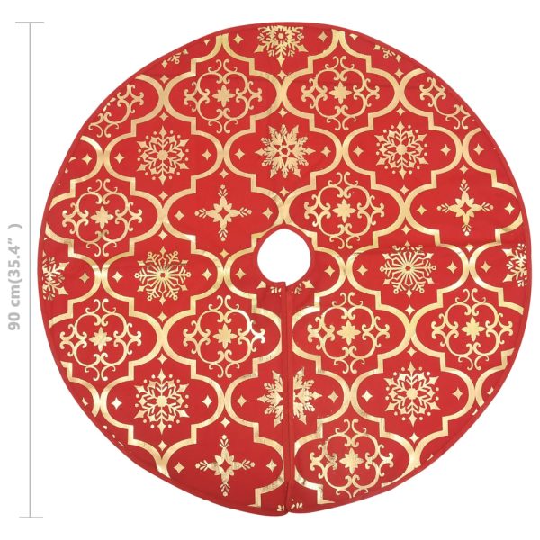 Luxury Christmas Tree Skirt with Sock Red Fabric – 90 cm