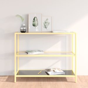 Console Table 100x36x90 cm Tempered Glass – Gold and Black