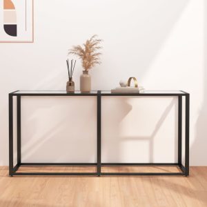 Console Table Transparent Tempered Glass – 160x35x75.5 cm, Transparent