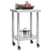 Kitchen Work Table with Wheels Stainless Steel – 60x60x85 cm