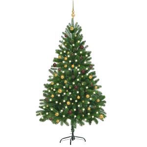 Artificial Christmas Tree with LEDs&Ball Set Green