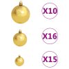 Artificial Christmas Tree with LEDs&Ball Set Green – 210×105 cm, Gold