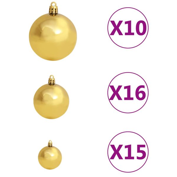 Artificial Christmas Tree with LEDs&Ball Set Green – 210×105 cm, Gold