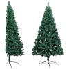 Artificial Half Christmas Tree with LEDs&Ball Set – 150×95 cm, Green and Grey