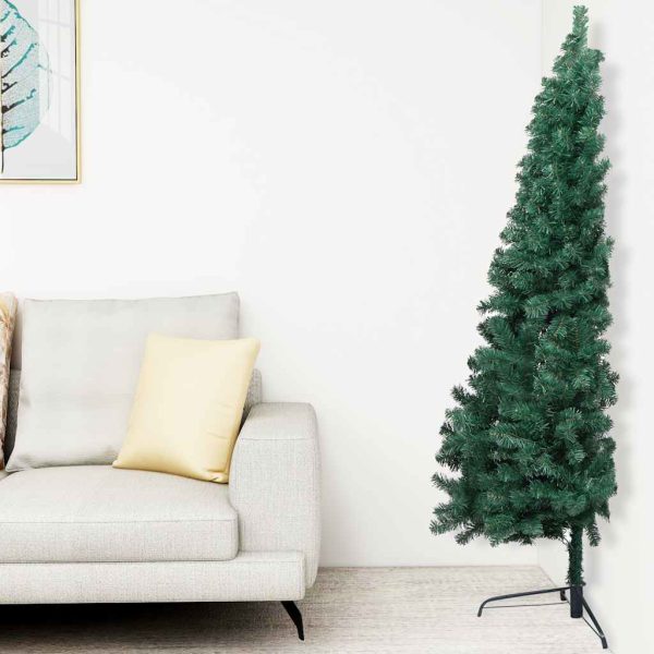 Artificial Half Christmas Tree with LEDs&Ball Set – 150×95 cm, Green and Grey