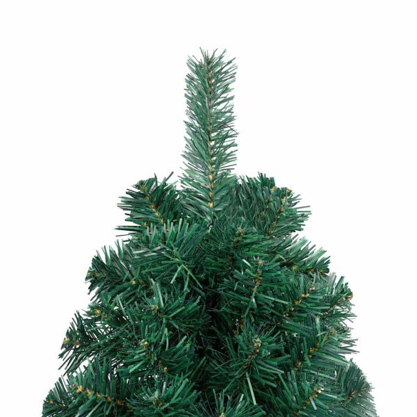 Artificial Half Christmas Tree with LEDs&Ball Set – 150×95 cm, Green and Grey