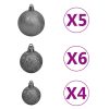 Artificial Half Christmas Tree with LEDs&Ball Set – 150×95 cm, Green and Grey