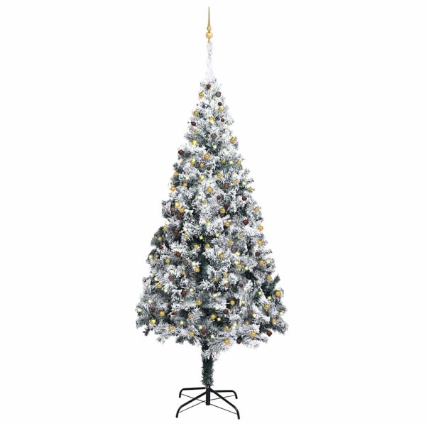 Artificial Christmas Tree LEDs&Ball Set&Flocked Snow Green – 400×190 cm, Gold