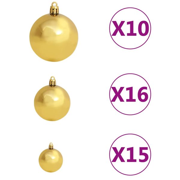 Artificial Christmas Tree with LEDs&Ball Set – 210×119 cm, Green and Gold