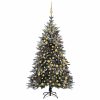 Artificial Christmas Tree LEDs&Ball Set PVC&PE – 210×130 cm, White and Gold