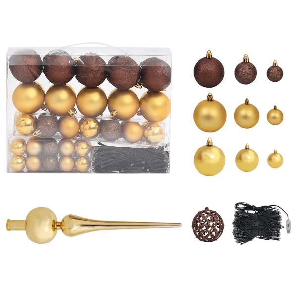 Artificial Christmas Tree LEDs&Ball Set PVC&PE – 210×130 cm, White and Gold