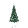 Corner Artificial Christmas Tree LEDs&Ball Set PVC – 150×55 cm, Green and Grey