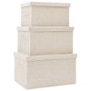 Stackable Storage Box Set of 3 Piece Fabric Cream