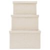 Stackable Storage Box Set of 3 Piece Fabric Cream