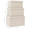 Stackable Storage Box Set of 3 Piece Fabric Cream