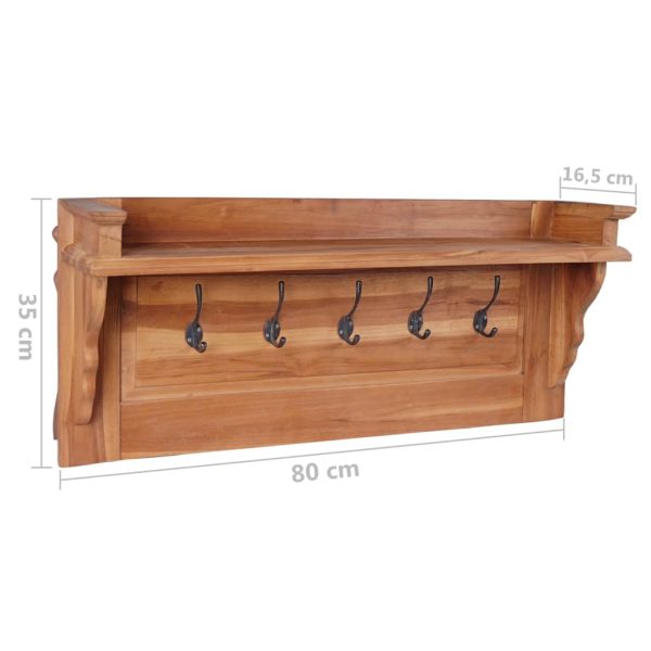 Wall Mounted Coat Rack 80×16.5×35 cm Solid Teak Wood