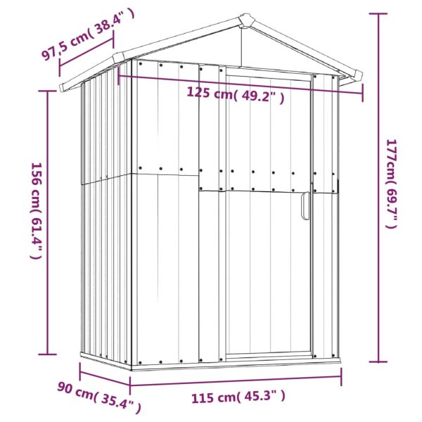 Garden Shed 126×97.5×177 cm Galvanised Steel – Green