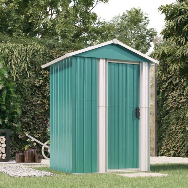 Garden Shed 126×97.5×177 cm Galvanised Steel – Green