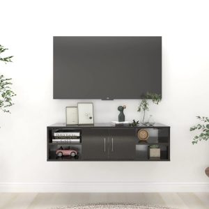 Wall Shelf 102x30x29 cm Engineered Wood – High Gloss Black